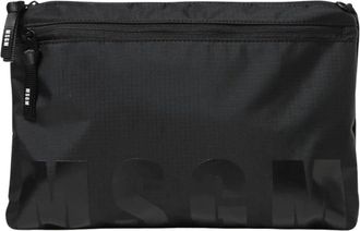 Msgm Msgm, Tassen, Heren, Zwart, ONE Size, Nylon, Nylon Logo Pouch Organiser Rits