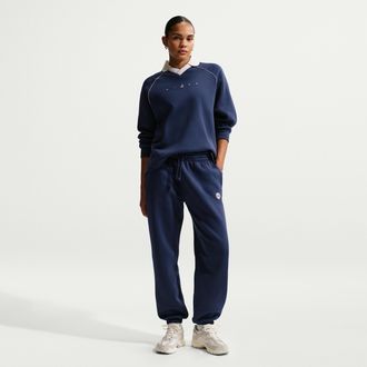 Nike Womens Nike Sportswear Phoenix Fleece Oversized High-Waisted Graphic Pants in Blue | IF0254-410