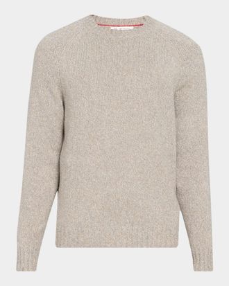Brunello Cucinelli Men & apos;s Wool, Silk and Cashmere Donegal Crewneck Sweater