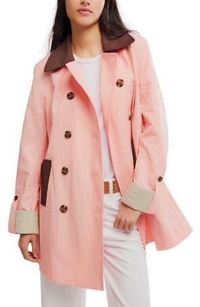 Free People Riley Cotton Canvas Coat in Coral at Nordstrom Rack, Size X-Small