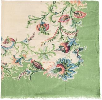 Etro Jacquard sjaal van katoenmix met bloemmotief - Dames - Sjaals - Veelkleurig - ONE Size - Katoen - Accessoires