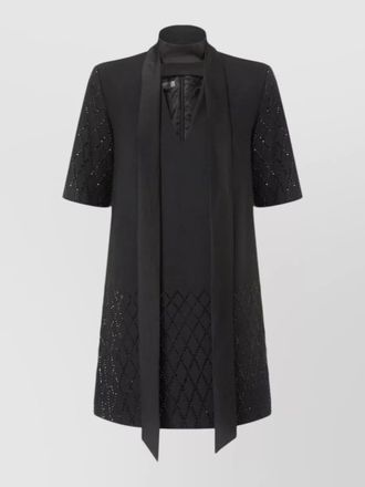Pinko dress v neck short sleeves scarf detail