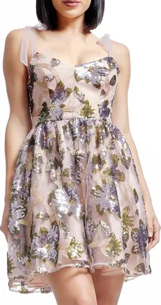 Dress The Population Kaitrin Sequin Fit & Flare Mini Dress In Lilac Multi