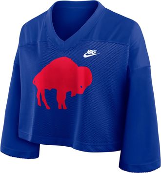 Nike Buffalo Bills Rewind Fashion Nike Womens Dri-FIT NFL Cropped Jersey in Blue | 03O34DA81V-7ZM