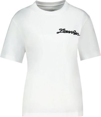 Lanvin Klein Lint Katoenen T-shirt - Dames - T-shirts - Wit - M - Katoen - Tops