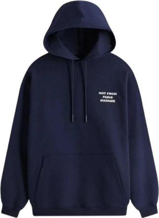 Dr&ocirc;le de Monsieur Le Hoodie Slogan - Heren - Hoodies - Blauw - XL - Katoen - Hoodies & sweatvesten