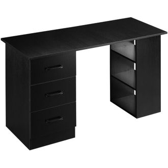 HOMCOM Scrivania in Legno Moderna con 3 Ripiani e 3 Cassetti 120x49x72cm Nero - Homcom