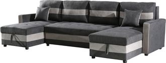 Habitat et Jardin Habitat Et Jardin - Sof&aacute; Convertible Panor&aacute;mico antoine Con Compartimentos Portaobjetos - 5 Plazas - Gris Oscuro/ Gris Claro
