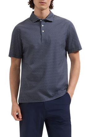 Bugatchi Victor OoohCotton Palm Tree Print Polo in Navy at Nordstrom, Size Xx-Large