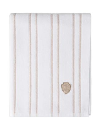 Brunello Cucinelli Asciugamano a righe con logo - Bianco