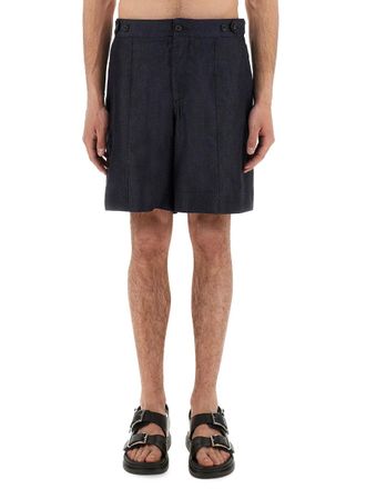 Alexander McQueen Cotton-Lyocell Blend Denim Shorts - Blue