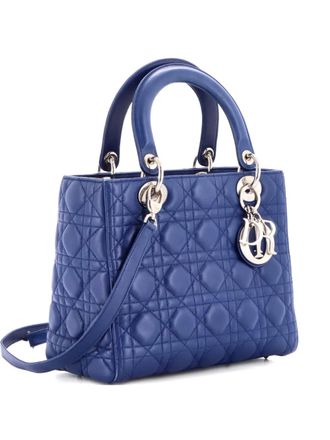 Dior Lady Dior Bag Cannage Quilt Lambskin Medium satchel - Blue