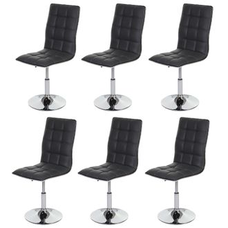 Hhg Hhg - Juego De 6 Sillas De Comedor 834, Silla De Cocina, Giratoria Regulable En Altura, Polipiel Certificada Mvg, Gris