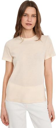 Smartwool Perfect Crew Short Sleeve T-Shirts Womens Clothing Almond : LG, Cotton/Wool