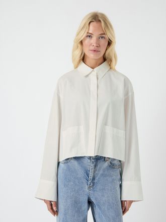 Y.A.S Hemdbluse Y.A.S YASLEE LS SHORT SHIRT S. NOOS, Damen, Gr. 34, star wei&szlig;, Web, Obermaterial: 100% Baumwolle, unifarben, kurz, Blusen Hemdbluse, Baumwol