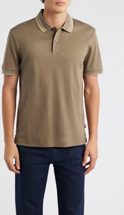 BOSS Parlay Tipped Cotton Polo in Open Brown at Nordstrom, Size Xxx-Large
