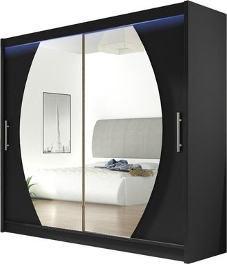 Mirjan24 Mobilier1 - Armario Closico 102, Negro, 215x180x58cm, Puertas De Armario: Correderas, N&uacute;mero De Estantes: 0, Led