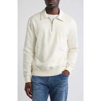 AG - Adriano Goldschmied Ethan Quarter Zip Sweatshirt in Ivory Dust at Nordstrom, Size Xx-Large