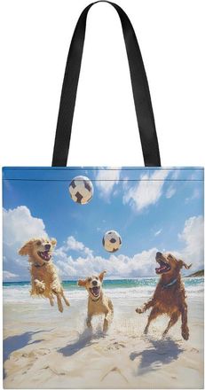 Generic Dogs Playing Volleyball Beach Womens Tote Casual Shopping Bag Lightweight Shoulder Bags Hobos Handbag for Work Travel Daily 35x40cm