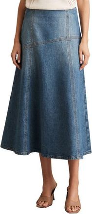 Reiss Fee Flare Midi Denim Skirt in Indigo at Nordstrom, Size 10 Us