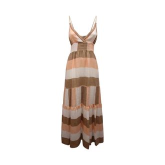 PHO Firenze N7199 Linnenmix Jurk - Dames - Maxi kleedjes - Veelkleurig - L - Linnen - Kleedjes