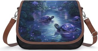 Generic Turtle in Forests Crossbody Bags for Women Fashion Leather Shoulder Handbags With Adjustable Strap