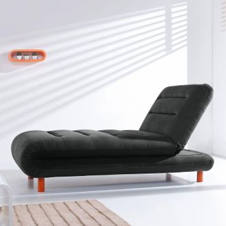 Fredriks home24 Fredriks Chaiselongue Energy Schwarz Webstoff 162x88x87 cm (BxHxT) mit Schlaffunktion Modern