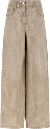 Brunello Cucinelli Jeans, Dames, Beige, XS, Katoen, The Wide Barrel Jeans