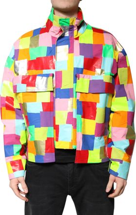 Dolce & Gabbana Multicolor Cotton Full Zip Men Biker Mens Jacket (Pre-Owned)