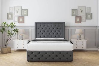 Comfort Beds Winchester Coniston Divan Set No Drawers-54 Headboard-Footboard in Dark Grey | Size: Super King