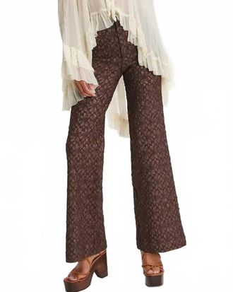 Free People Runaway Floral Flare Pants In French Chocolate