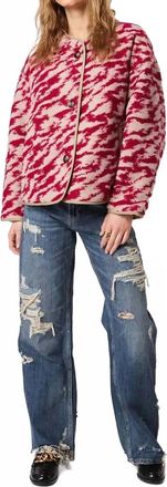 John & Jenn Quincy Faux Fur Jacket In Raspberry Swirl