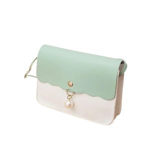Generic Fashion Simply Leather For Women Solid Color Shoulder Messenger Bag Lady Pendant Pearl Travel Small Handbag Femininas Bolsas(Green)