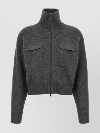 Brunello Cucinelli shiny zipper pull wool cardigan