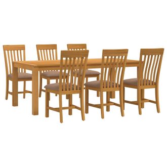 vidaXL Set Da Pranzo 7 Pz Grigio Legno Di Quercia Massello Vidaxl