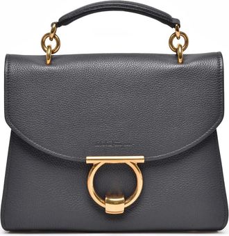 Ferragamo Textured Leather Margot Shoulder Bag With Gold-Tone Clasp