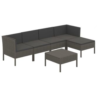 vidaXL 6 Pcs Garden Lounge Set Con Coj&iacute;n Mimbre Pe Gray