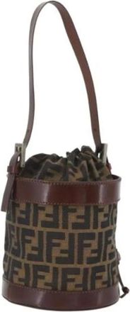 Fendi Pre-owned Bucket Bags, female, Brown, Size: ONE SIZE Pre-owned Canvas Bucket Bag