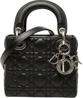 Dior Pre-owned Lady Dior Cannage Lambskin 2way tas - Dames - Vintage Mini Tas - Zwart - ONE Size - Leer - Vintage