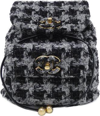 Chanel Black Gray Wool Tweed Backpack (Pre-Owned)