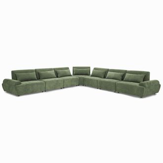 Oviala Sof&aacute; esquinero modular de 7 plazas con respaldo ajustable verde