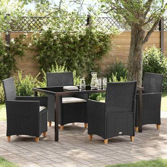 vidaXL Vidaxl - Conjunto De Comedor De Jard&iacute;n 5 Pcs Negro Rat&aacute;n Sint&eacute;tico