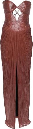 Maria Lucia Hohan Cut-Out Pliss&eacute; Maxi Jurk - Dames - Feestkleedjes - Rood - S - Kleedjes