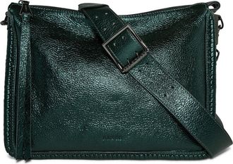 Aim&eacute;e Famous Leather Large Crossbody Bag in Metallic Forest at Nordstrom