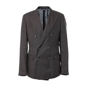 Dolce & Gabbana Formal Blazers, male, Brown, Size: XL Taormina Double-breasted Jacket