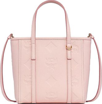 MCM Mini Toni Top-Zip Shopper in Maxi Monogram Leather in Lotus Pink at Nordstrom