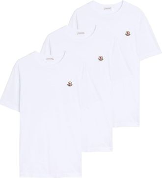 Moncler Logo Cotton T-shirt - set of Three - White - Xxxl