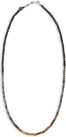 Caputo & Co. Bar and Stone Beaded Necklace in Yellow Tiger Eye at Nordstrom