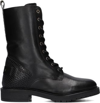 Notre-V Stijlvolle Zwarte Veterlaarzen - Dames - Veterlaarzen - Zwart - 41 EU - Leer - Schoenen