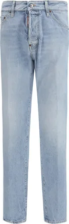 Dsquared2 Mens Ripped Jeans With Belt Loops Navy Blue Cotton